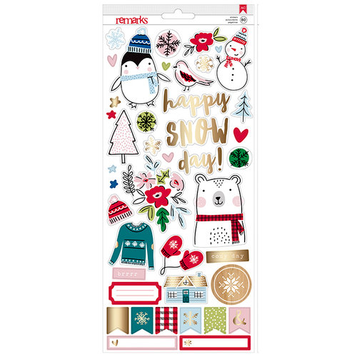 American Crafts - Sweater Weather Collection - Cardstock Stickers with Foil Accents