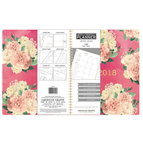 American Crafts - Monthly Planner - Pink Floral - Jan. 2018 to Jan. 2019