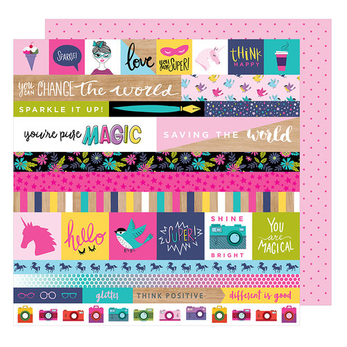 American Crafts - Glitter Girl Collection - 12 x 12 Double Sided Paper - For The Win