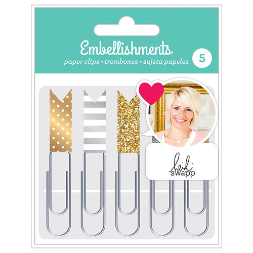 American Crafts - Paper Clips with Foil and Glitter Accents - Gold - Heidi Swapp