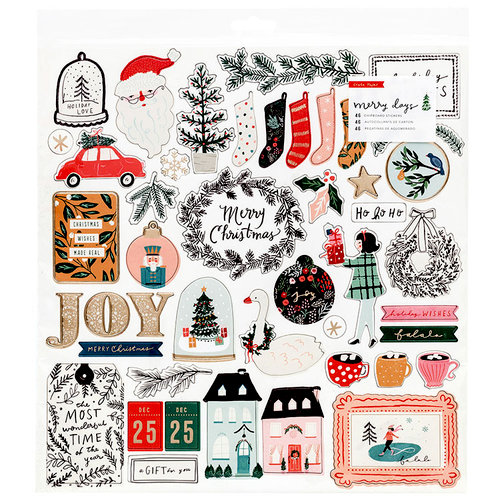 Crate Paper - Merry Days Collection - Christmas - 12 x 12 Chipboard Stickers with Foil Accents