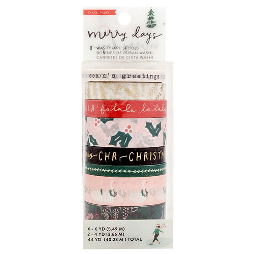 Crate Paper - Merry Days Collection - Christmas - Washi Tape with Gold Foil Accents