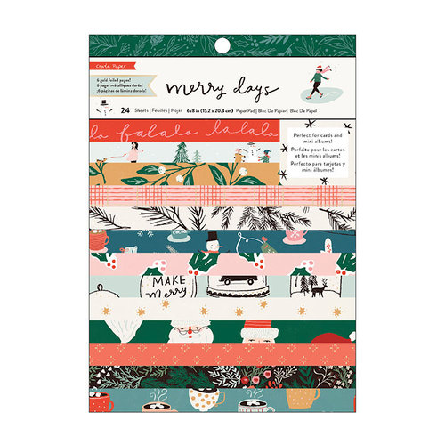 Crate Paper - Merry Days Collection - Christmas - 6 x 8 Paper Pad with Foil Accents