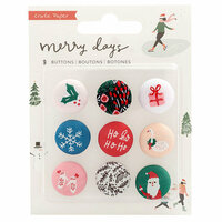 Crate Paper - Merry Days Collection - Christmas - Adhesive Fabric Buttons