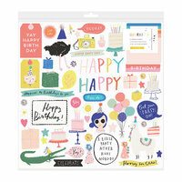 Crate Paper - Hooray Collection - 12 x 12 Chipboard Stickers with Sequin Accents