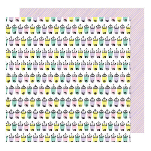American Crafts - Sunshine and Good Times Collection - 12 x 12 Double Sided Paper - Boba Buddy