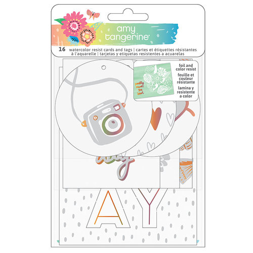 American Crafts - Sunshine and Good Times Collection - Watercolor Resist Tags
