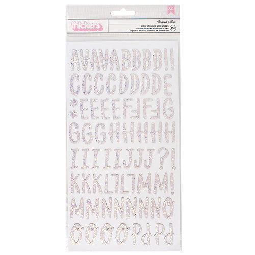 American Crafts - Stay Colorful Collection - Thickers - Glitter Chipboard - Alpha - Bonjour
