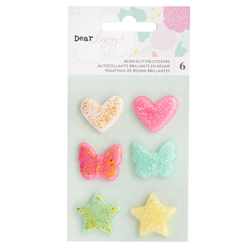 American Crafts - Stay Colorful Collection - Glitter Resin Shapes