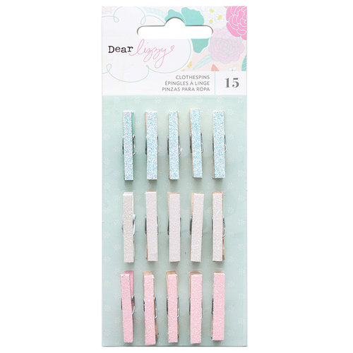 American Crafts - Stay Colorful Collection - Mini Clothespins with Glitter Accents