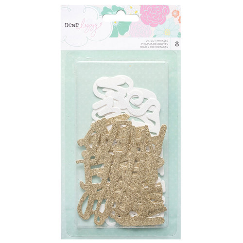 American Crafts - Stay Colorful Collection - Die Cut Cardstock Pieces with Glitter Accents - Words