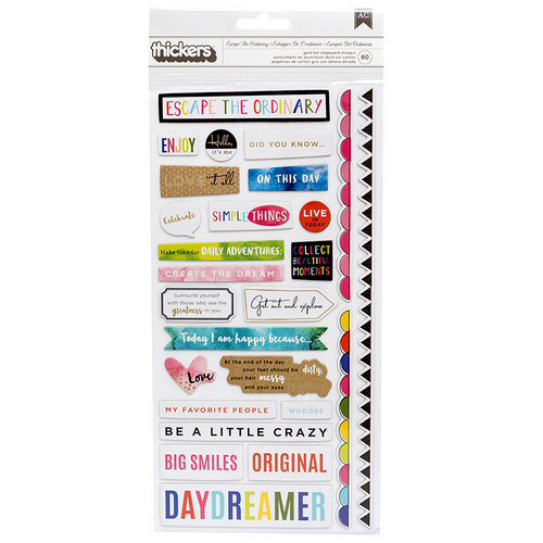 American Crafts - Field Notes Collection - Thickers - Chipboard - Foil - Phrases