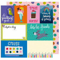 American Crafts - Box of Crayons Collection - 12 x 12 Double Sided Paper - Treat Yourself