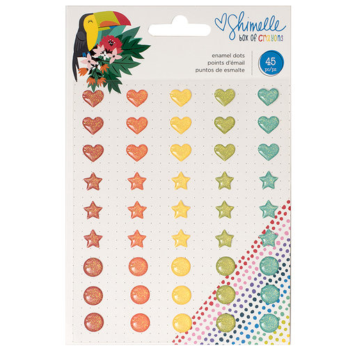 American Crafts - Box of Crayons Collection - Enamel Dots with Glitter Accents