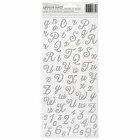 American Crafts - Glitter Stickers - Alphabet - Script - Silver