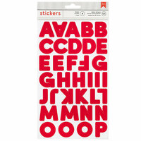 American Crafts - Stickers - Alphabet - San Serif - Red