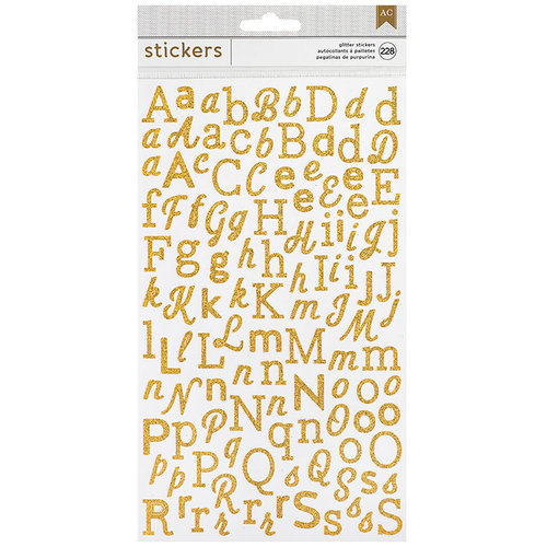 American Crafts - Glitter Stickers - Alphabet - Gold