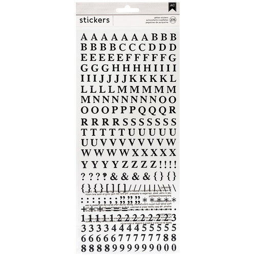 American Crafts - Glitter Stickers - Alphabet - Serif - Black