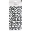 American Crafts - Glitter Stickers - Alphabet - Script - Small - Black