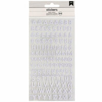 American Crafts - Glitter Stickers - Alphabet - San Serif - Small - White