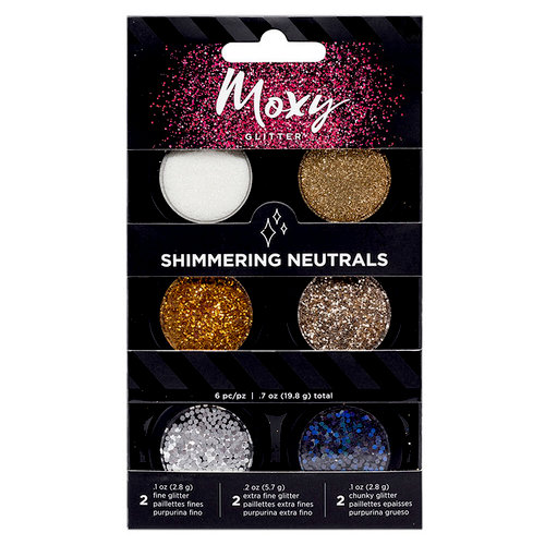 American Crafts - Moxy Glitter - Pot Set - Shimmering Neutrals - 6 Pack
