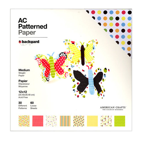 American Crafts - 12 x 12 Patterned Paper Pack - 60 Sheets - Backyard, BRAND NEW