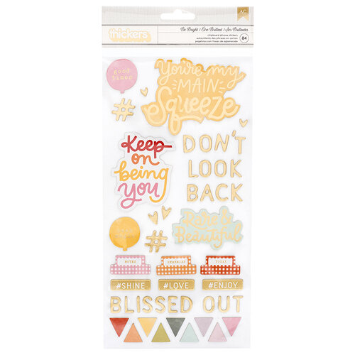 American Crafts - It's All Good Collection - Thickers - Chipboard with Foil Accents - Phrases and Icons - Be Bright
