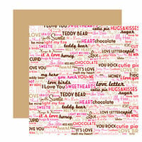 American Crafts - I Heart You Collection - 12 x 12 Double Sided Paper with Glitter Accents - Bubushka, CLEARANCE