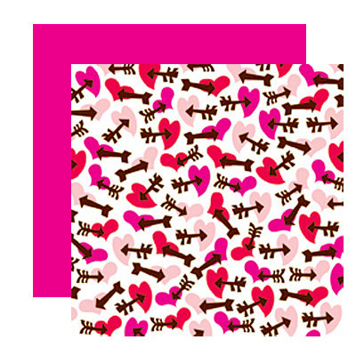 American Crafts - I Heart You Collection - 12 x 12 Double Sided Paper with Glitter Accents - Sweet Cheeks, CLEARANCE