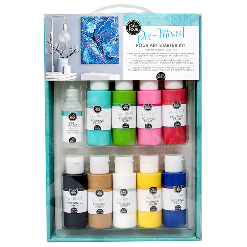 American Crafts - Color Pour Collection - Pre-Mixed Pour Art Starter Kit
