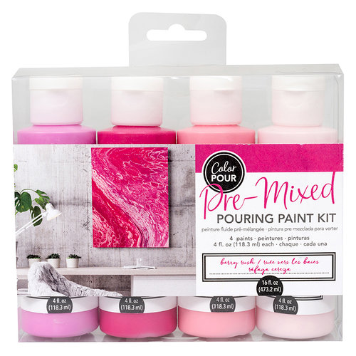 American Crafts - Color Pour Collection - Pre-Mixed Pouring Paint Kit - Berry Rush