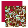 American Crafts - Merrymint Collection - Christmas - 12 x 12 Double Sided Paper with Glitter Accents - Sugar Land, CLEARANCE