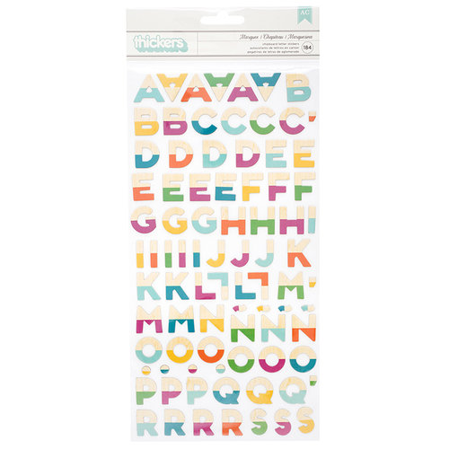 American Crafts - New Day Collection - Thickers - Printed Chipboard - Bonjour - Alpha
