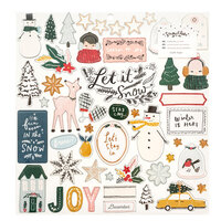 Crate Paper - Snowflake Collection - 12 x 12 Chipboard Stickers with Foil Accents