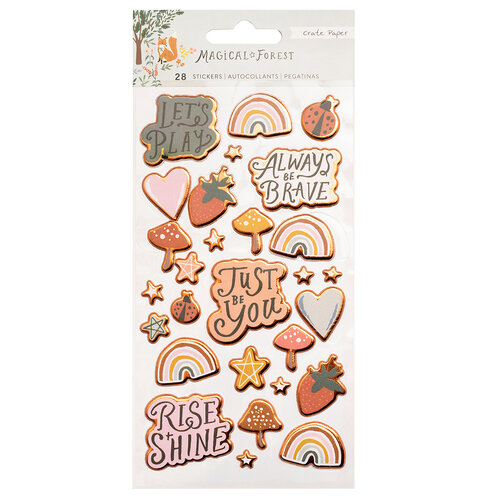 Crate Paper - Magical Forest Collection - Puffy Stickers - Phrases and Icons
