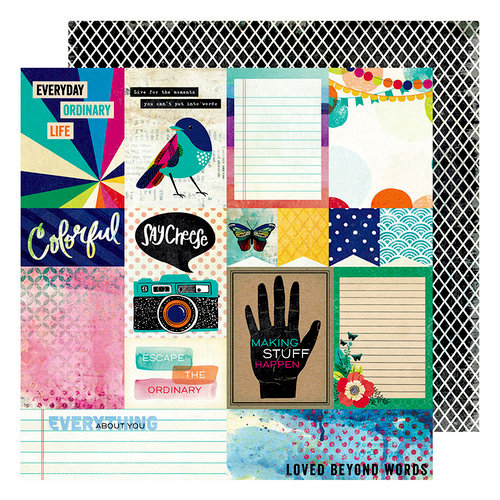 American Crafts - Color Kaleidoscope Collection - 12 x 12 Double Sided Paper - Beyond Words