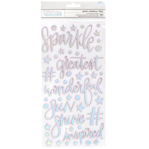 American Crafts - Sparkle City Collection - Thickers - Foam with Foil Accents - Phrase and Icon - Sparkle