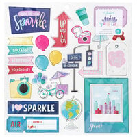 American Crafts - Sparkle City Collection - Chipboard Stickers with Foil Accents