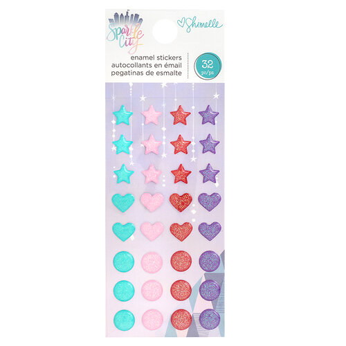American Crafts - Sparkle City Collection - Enamel Dots with Glitter Accents