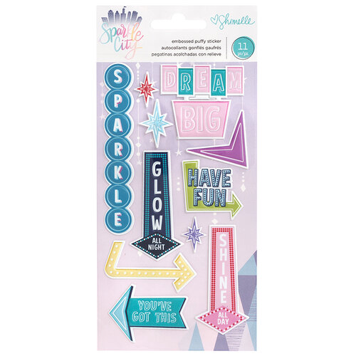 American Crafts - Sparkle City Collection - Embossed Puffy Stickers