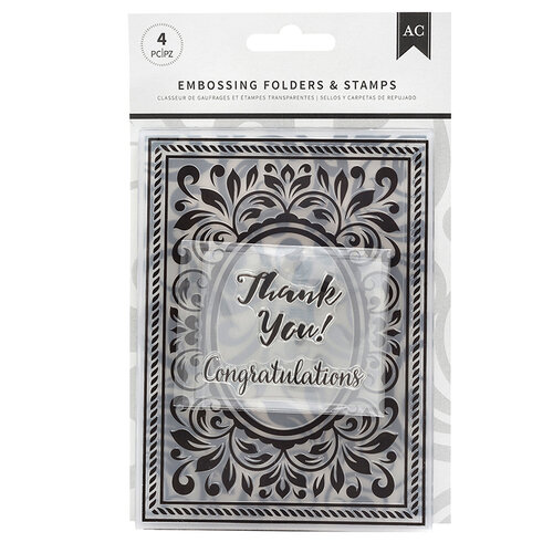 American Crafts - Embossing Folders and Clear Acrylic Stamp Sets - Congratulations Flourish
