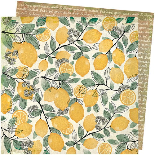 American Crafts - Wildflower and Honey Collection - 12 x 12 Double Sided Paper - Lemon Spritz