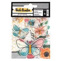 American Crafts - Wildflower and Honey Collection - Layered Butterfly Stickers with Holographic Gold Foil Accents