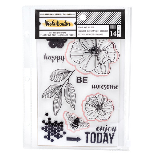 American Crafts - Wildflower and Honey Collection - Stamps and Die Set - Floral
