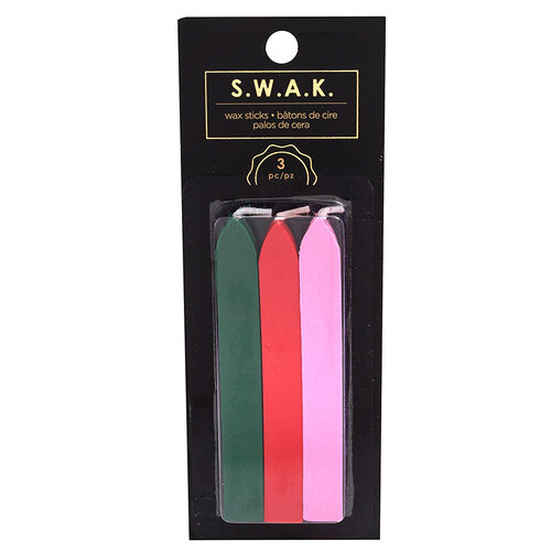 American Crafts - S.W.A.K. - Wax Seal - Wax Sticks - Green, Red, Pink