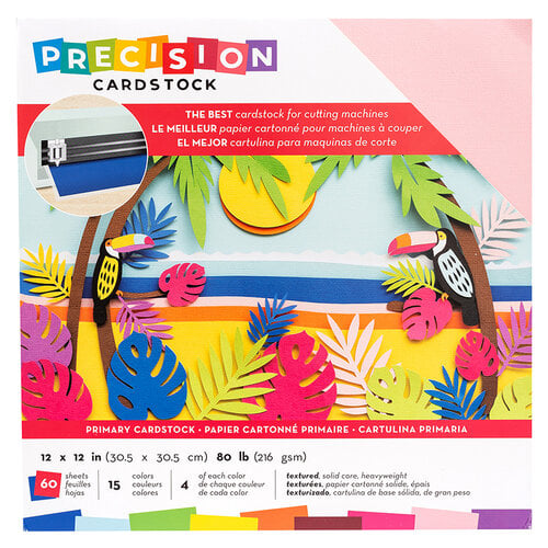 American Crafts - 12 x 12 Precision Cardstock Pack - 60 Sheets - Textured - Primary