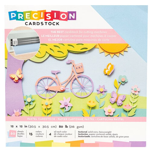 American Crafts - 12 x 12 Precision Cardstock Pack - 60 Sheets - Textured - Pastel