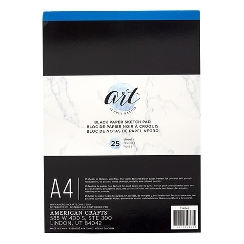 American Crafts - Art Supply Basics Collection - A4 - Sketch Pad - Black - 25 Sheets