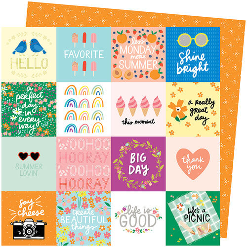 Amy Tangerine - Picnic in the Park Collection - 12 x 12 Double Sided Paper- Life's a Picnic