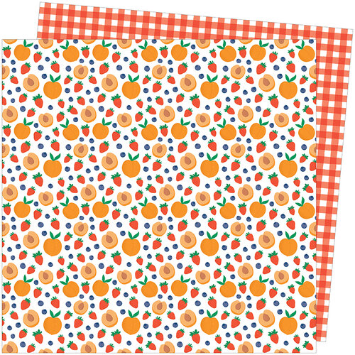 Amy Tangerine - Picnic in the Park Collection - 12 x 12 Double Sided Paper- Peach Pit
